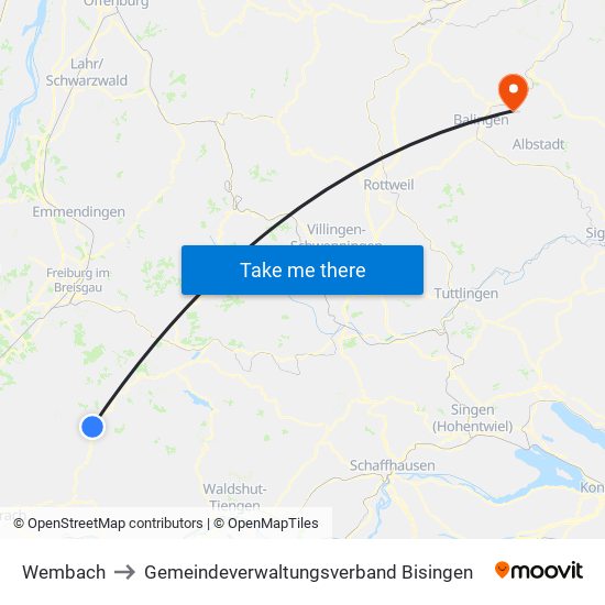 Wembach to Gemeindeverwaltungsverband Bisingen map