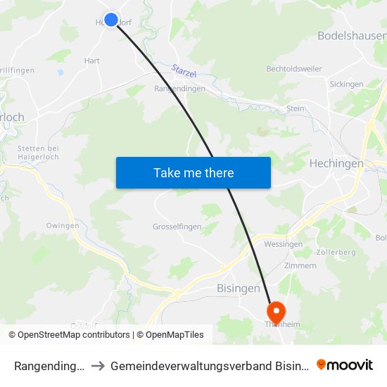 Rangendingen to Gemeindeverwaltungsverband Bisingen map