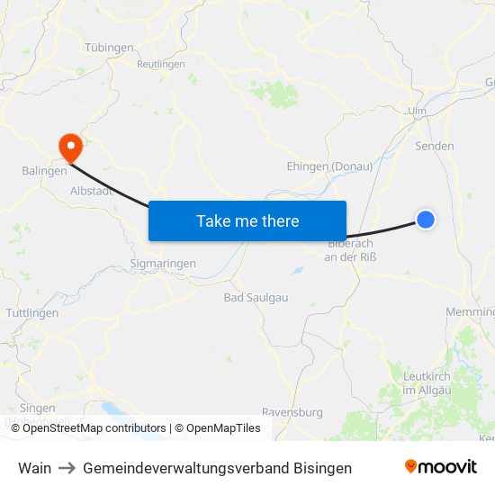 Wain to Gemeindeverwaltungsverband Bisingen map
