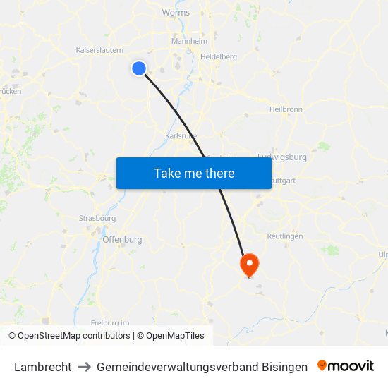 Lambrecht to Gemeindeverwaltungsverband Bisingen map