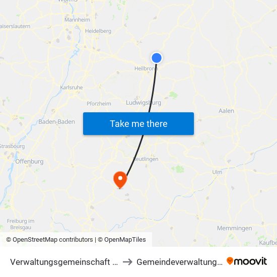 Verwaltungsgemeinschaft Neuenstadt am Kocher to Gemeindeverwaltungsverband Bisingen map