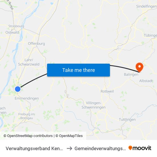 Verwaltungsverband Kenzingen-Herbolzheim to Gemeindeverwaltungsverband Bisingen map