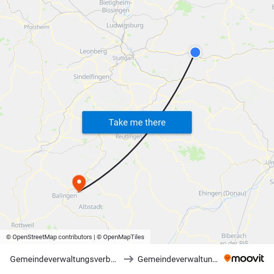 Gemeindeverwaltungsverband Plüderhausen-Urbach to Gemeindeverwaltungsverband Bisingen map