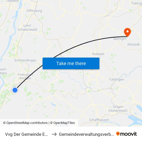 Vvg Der Gemeinde Ehrenkirchen to Gemeindeverwaltungsverband Bisingen map