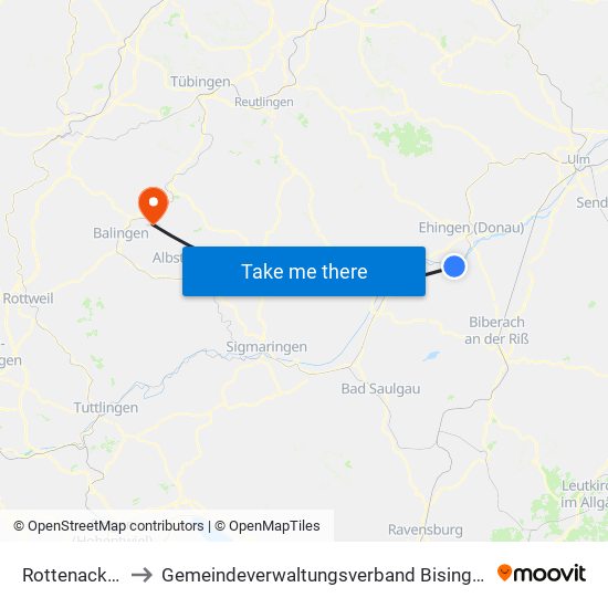 Rottenacker to Gemeindeverwaltungsverband Bisingen map