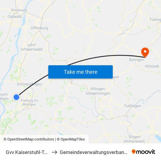 Gvv Kaiserstuhl-Tuniberg to Gemeindeverwaltungsverband Bisingen map