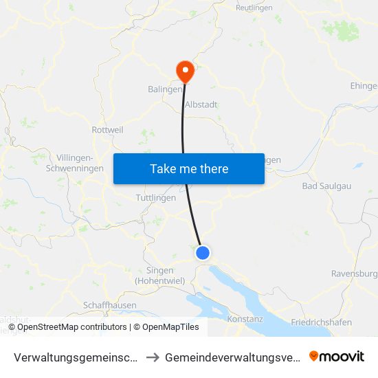 Verwaltungsgemeinschaft Stockach to Gemeindeverwaltungsverband Bisingen map