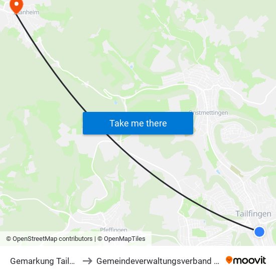 Gemarkung Tailfingen to Gemeindeverwaltungsverband Bisingen map