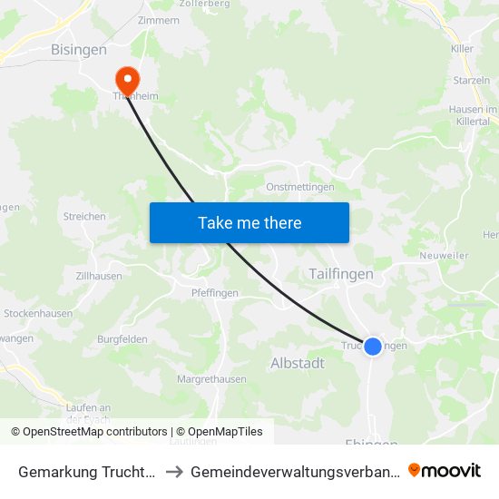 Gemarkung Truchtelfingen to Gemeindeverwaltungsverband Bisingen map