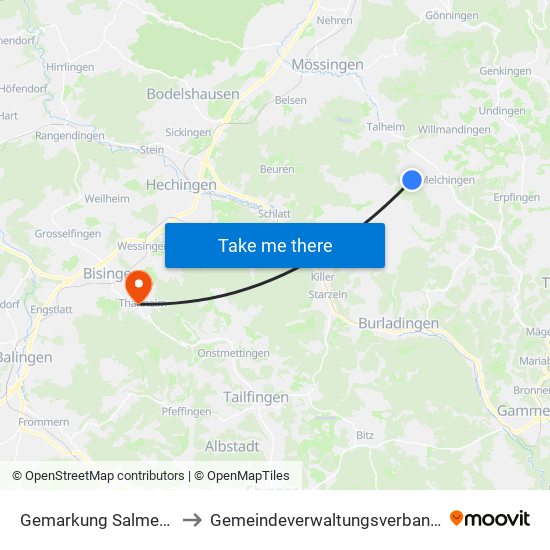 Gemarkung Salmendingen to Gemeindeverwaltungsverband Bisingen map