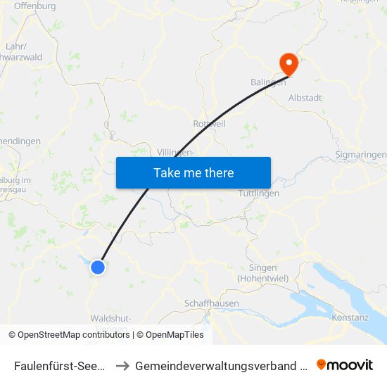 Faulenfürst-Seebrugg to Gemeindeverwaltungsverband Bisingen map