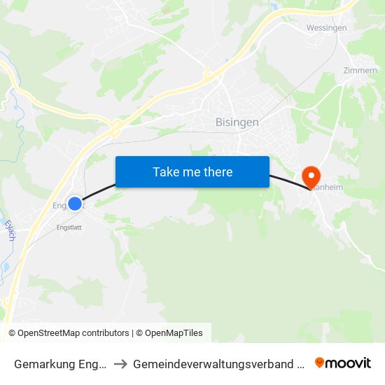 Gemarkung Engstlatt to Gemeindeverwaltungsverband Bisingen map