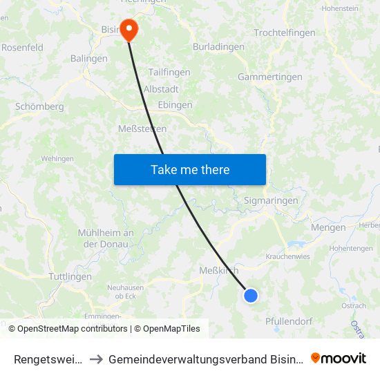 Rengetsweiler to Gemeindeverwaltungsverband Bisingen map