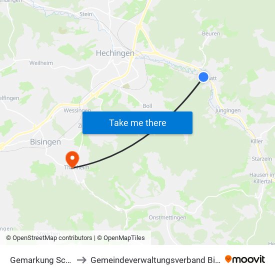 Gemarkung Schlatt to Gemeindeverwaltungsverband Bisingen map