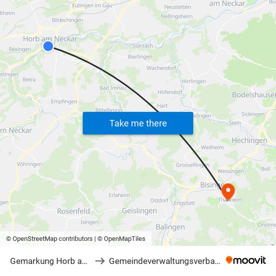 Gemarkung Horb am Neckar to Gemeindeverwaltungsverband Bisingen map