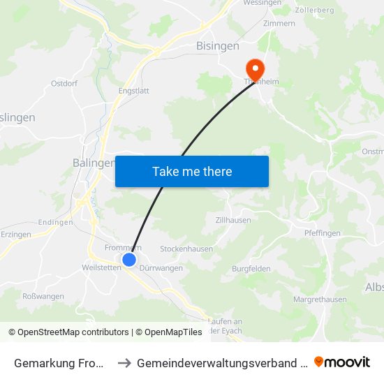 Gemarkung Frommern to Gemeindeverwaltungsverband Bisingen map