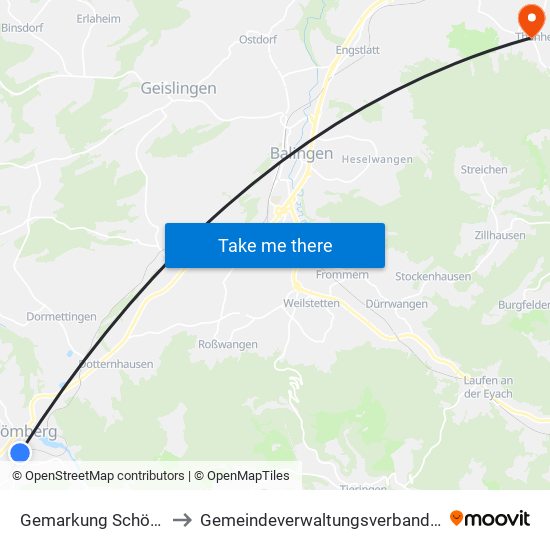 Gemarkung Schömberg to Gemeindeverwaltungsverband Bisingen map