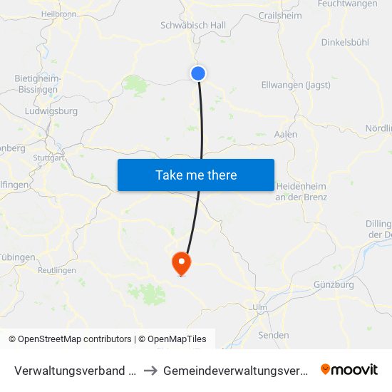 Verwaltungsverband Limpurger Land to Gemeindeverwaltungsverband Laichinger Alb map