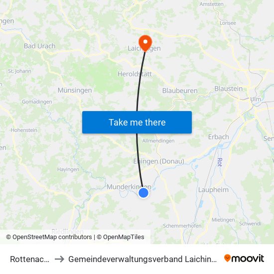 Rottenacker to Gemeindeverwaltungsverband Laichinger Alb map
