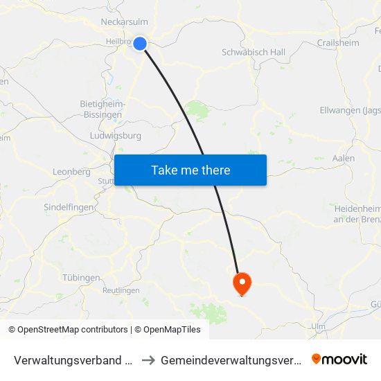 Verwaltungsverband Raum Weinsberg to Gemeindeverwaltungsverband Laichinger Alb map