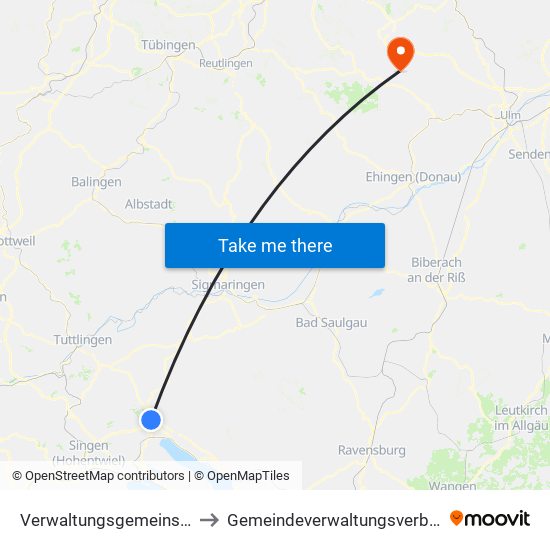 Verwaltungsgemeinschaft Stockach to Gemeindeverwaltungsverband Laichinger Alb map