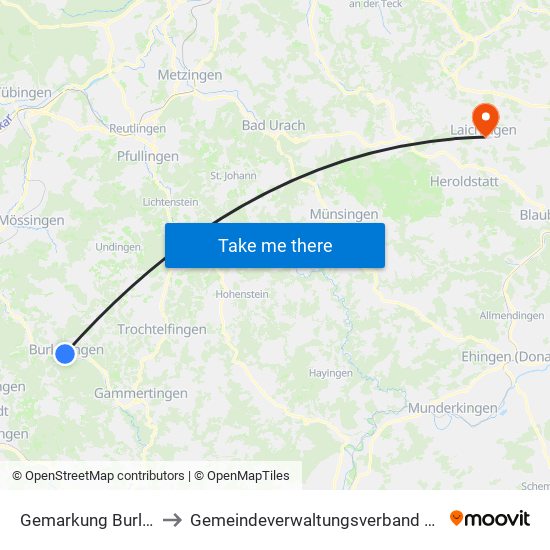 Gemarkung Burladingen to Gemeindeverwaltungsverband Laichinger Alb map