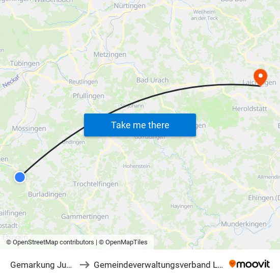 Gemarkung Jungingen to Gemeindeverwaltungsverband Laichinger Alb map