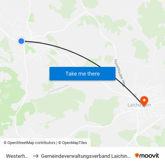 Westerheim to Gemeindeverwaltungsverband Laichinger Alb map