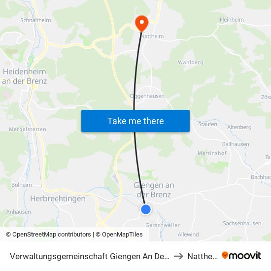 Verwaltungsgemeinschaft Giengen An Der Brenz to Nattheim map