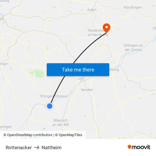 Rottenacker to Nattheim map