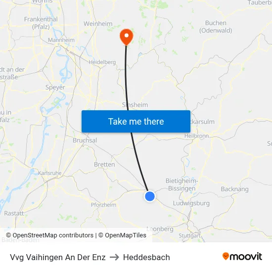 Vvg Vaihingen An Der Enz to Heddesbach map