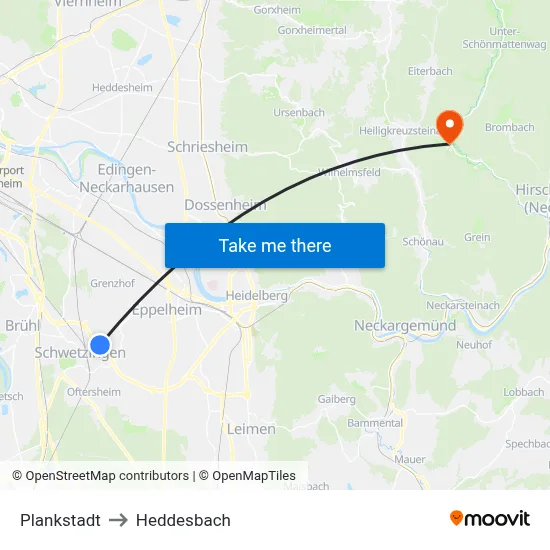 Plankstadt to Heddesbach map