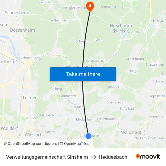 Verwaltungsgemeinschaft Sinsheim to Heddesbach map
