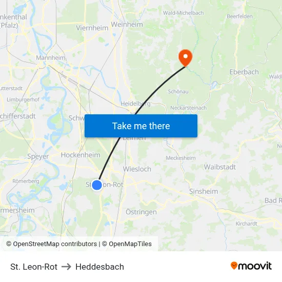 St. Leon-Rot to Heddesbach map