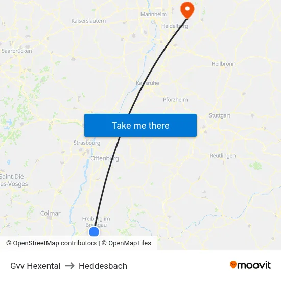 Gvv Hexental to Heddesbach map