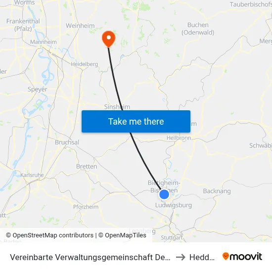 Vereinbarte Verwaltungsgemeinschaft Der Stadt Bietigheim-Bissingen to Heddesbach map