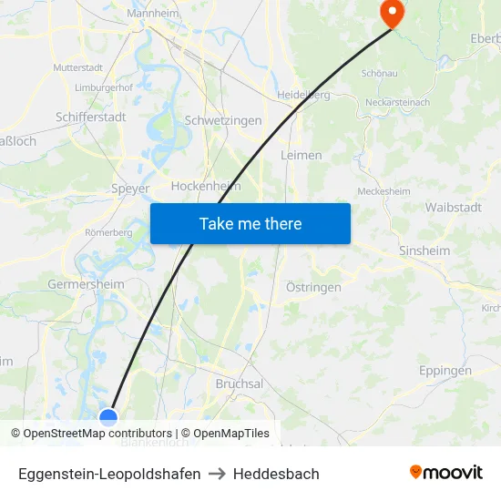 Eggenstein-Leopoldshafen to Heddesbach map