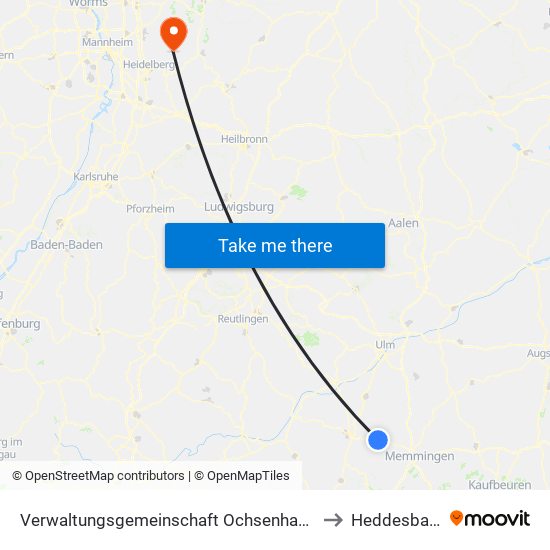 Verwaltungsgemeinschaft Ochsenhausen to Heddesbach map