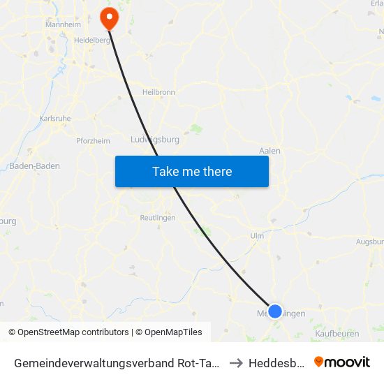 Gemeindeverwaltungsverband Rot-Tannheim to Heddesbach map