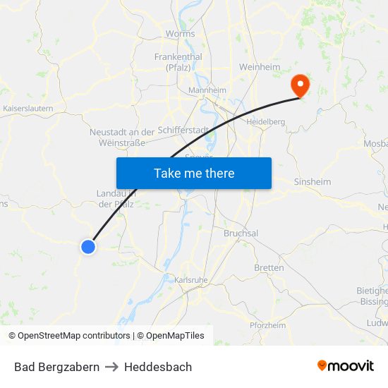 Bad Bergzabern to Heddesbach map
