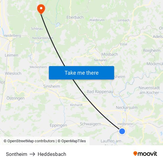 Sontheim to Heddesbach map