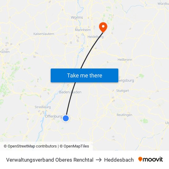 Verwaltungsverband Oberes Renchtal to Heddesbach map