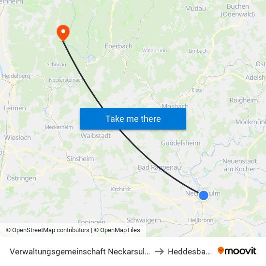 Verwaltungsgemeinschaft Neckarsulm to Heddesbach map