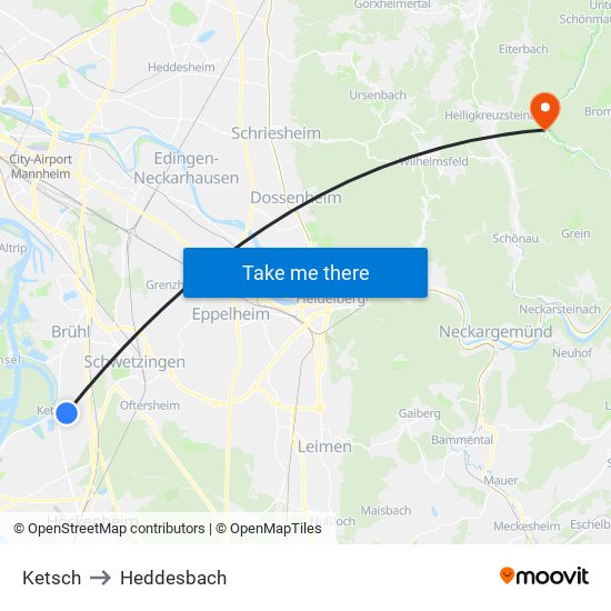 Ketsch to Heddesbach map