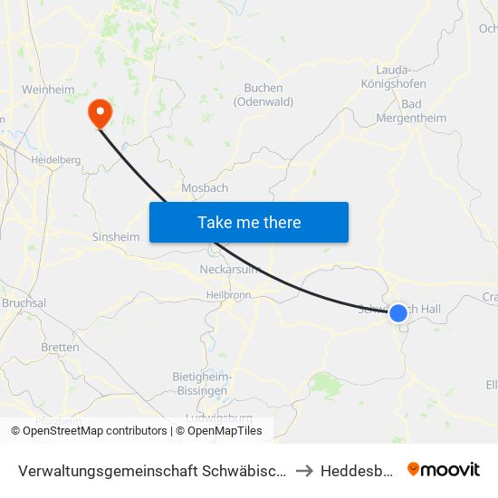 Verwaltungsgemeinschaft Schwäbisch Hall to Heddesbach map