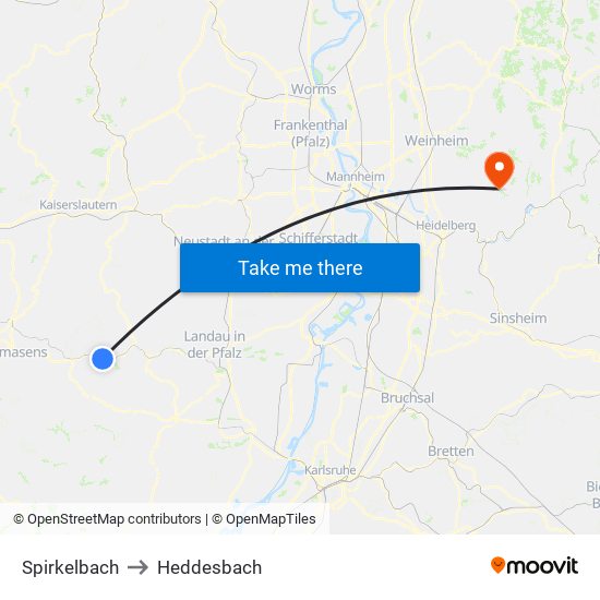 Spirkelbach to Heddesbach map