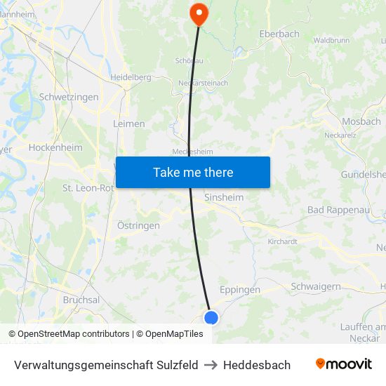 Verwaltungsgemeinschaft Sulzfeld to Heddesbach map