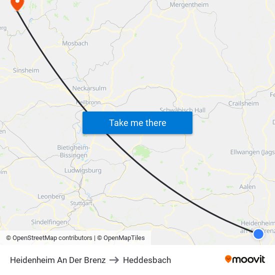 Heidenheim An Der Brenz to Heddesbach map