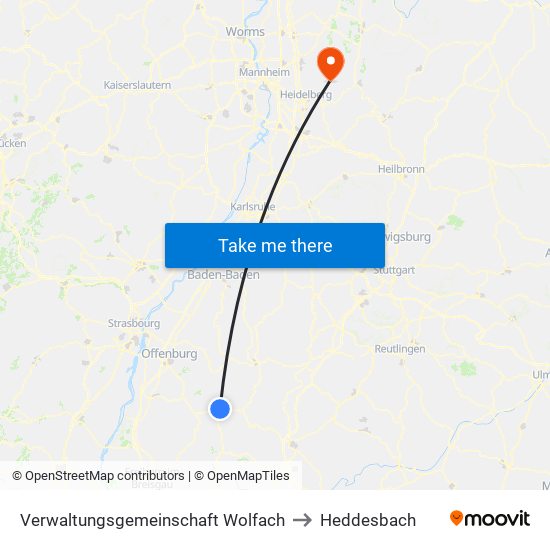 Verwaltungsgemeinschaft Wolfach to Heddesbach map