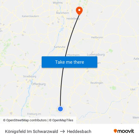 Königsfeld Im Schwarzwald to Heddesbach map